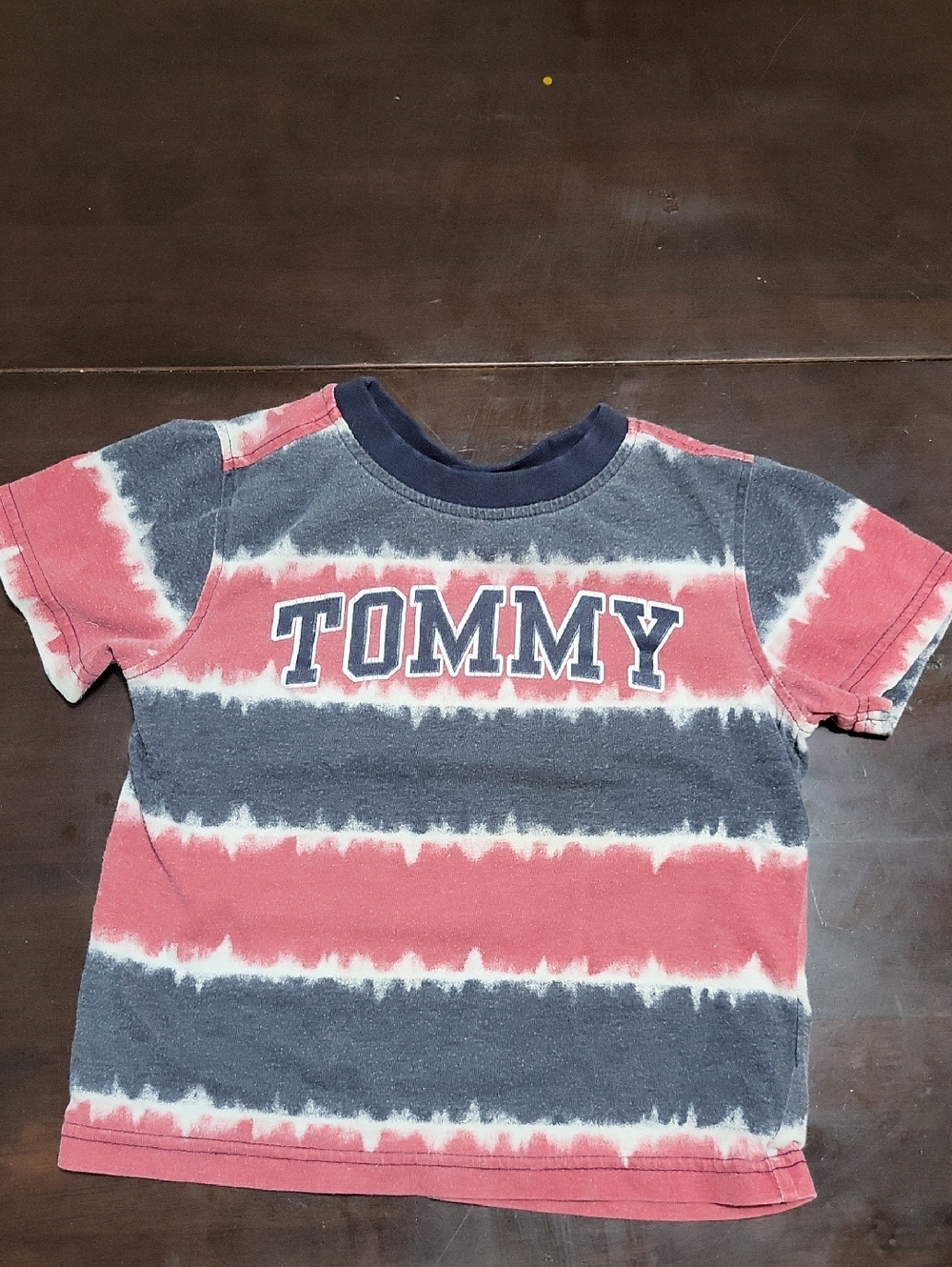 Tommy Hilfiger Red, Navy & White Tie-Dye Stripe Tee